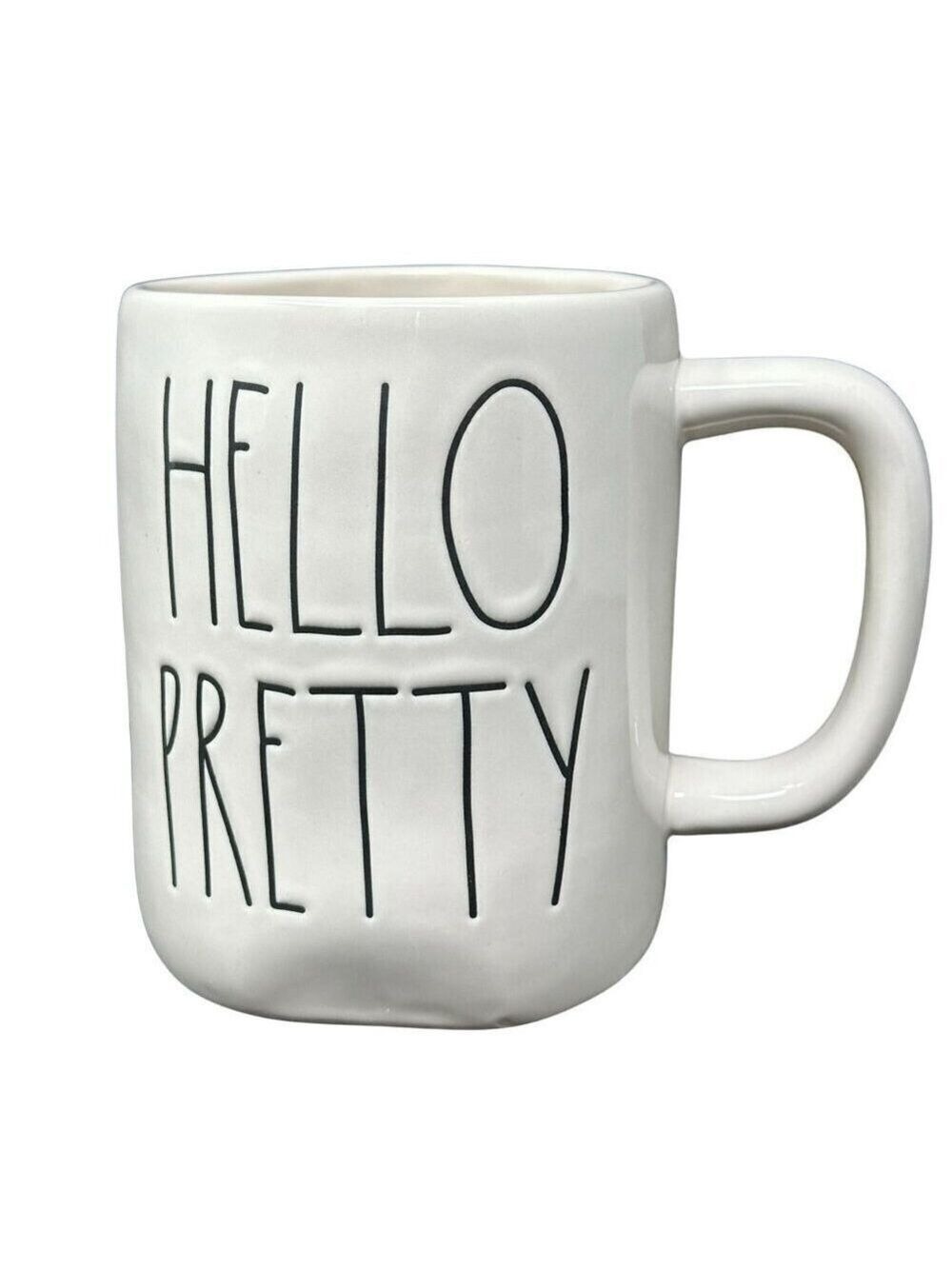 Rae Dunn HELL0 PRETTY Mug Large Coffee Cup Ceramic Magenta LL Farmhouse Gift New
